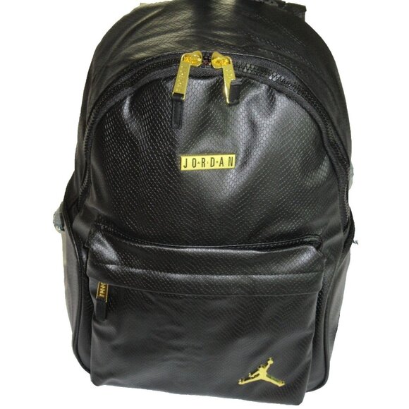 Jordan Regal Air Black Gold Faux Leather Backpack Travel Bag Black Snake NWT - Picture 6 of 7